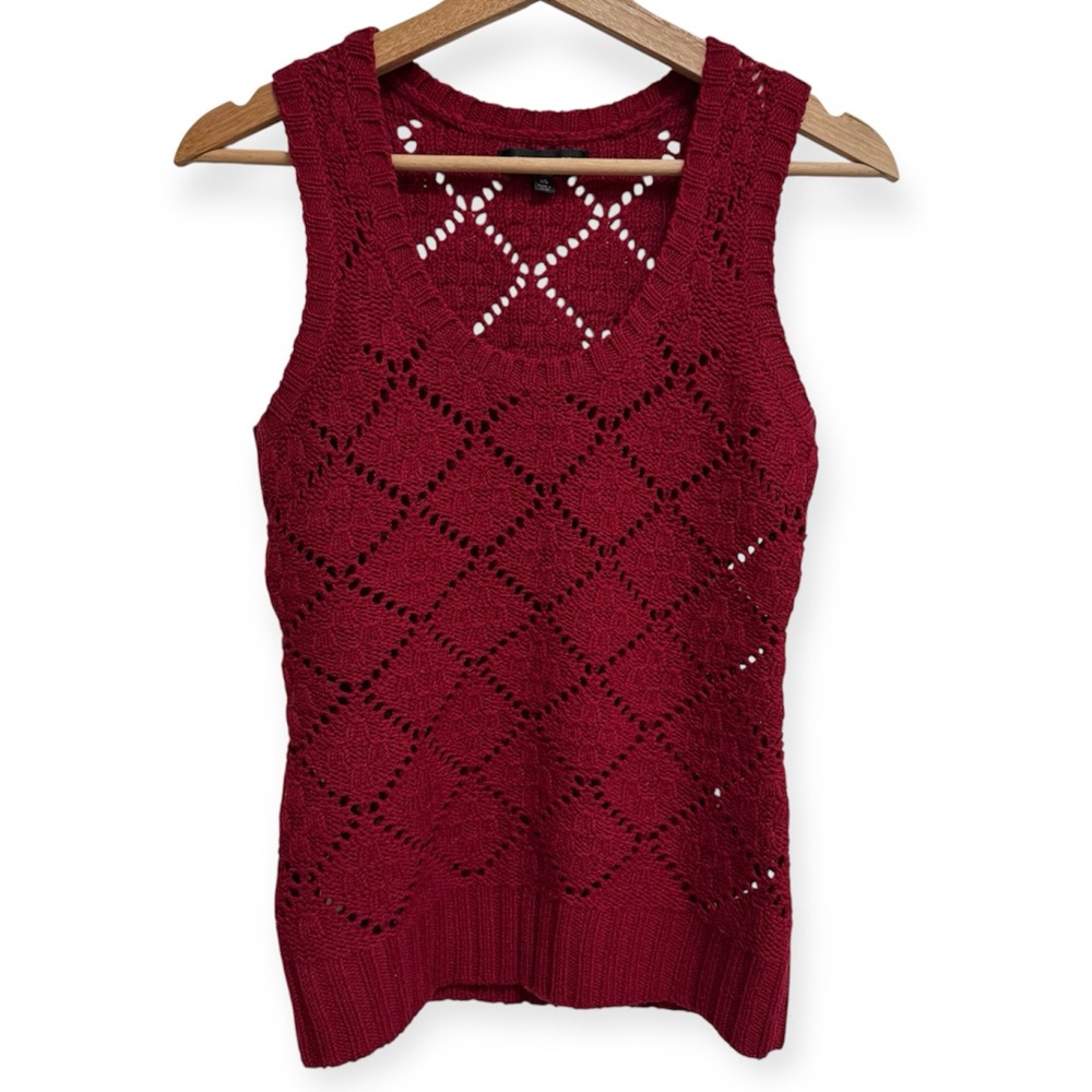 Vintage Express Design Studio Wool Blend Crochet Open Knit Sweater Vest